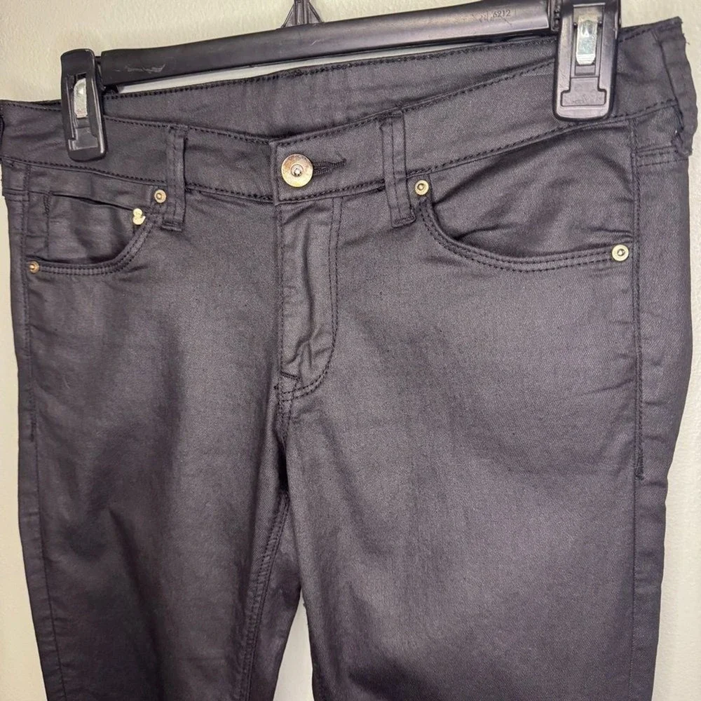 &Denim Black Pleather Glitter Pants Jeans Size 27
